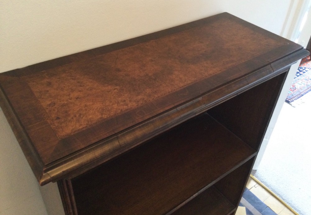 Late Victorian walnut and oak narrow bookcase c1880 View IV