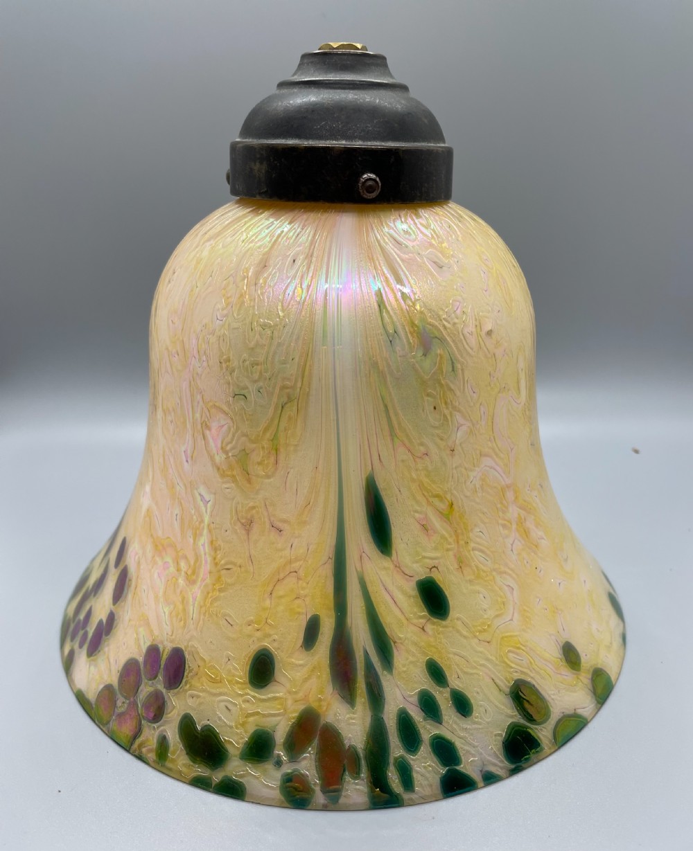 Art Nouveau iridescent glass pendant lampshade c1890