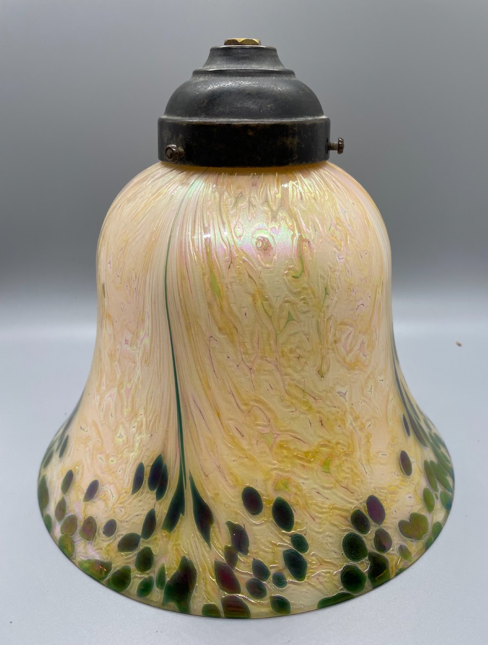 Art Nouveau iridescent glass pendant lampshade c1890 View II
