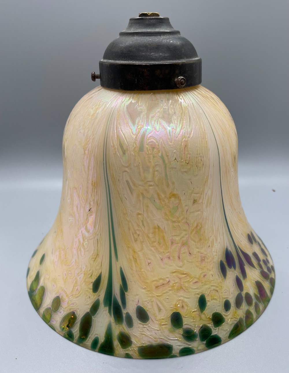 Art Nouveau iridescent glass pendant lampshade c1890 View III