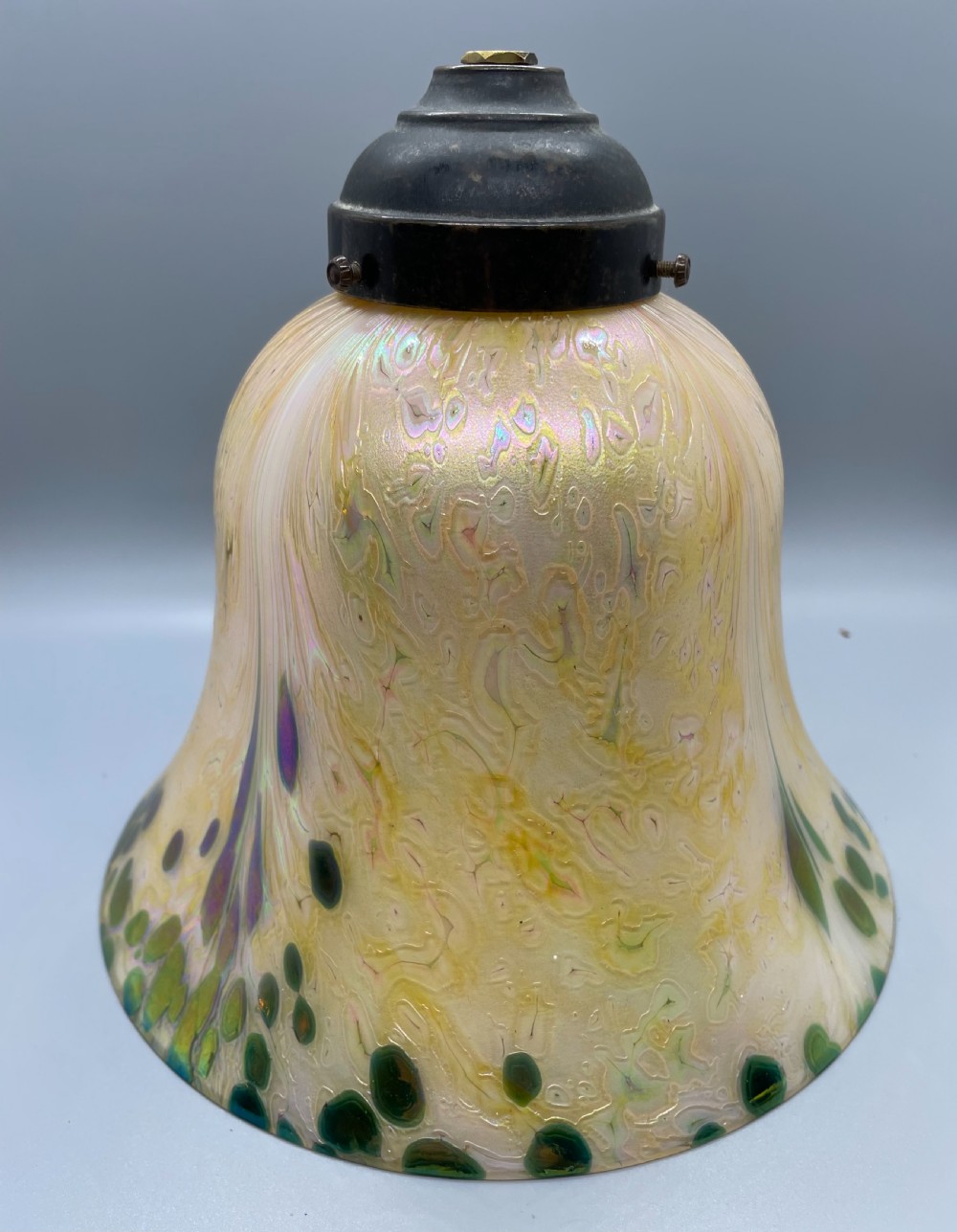 Art Nouveau iridescent glass pendant lampshade c1890 View V
