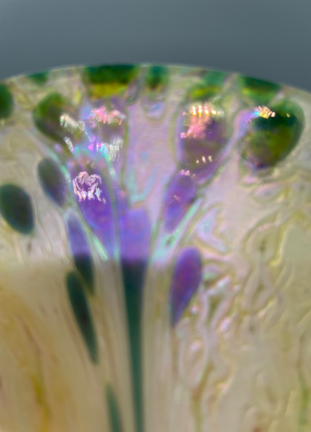 Art Nouveau iridescent glass pendant lampshade c1890 View X