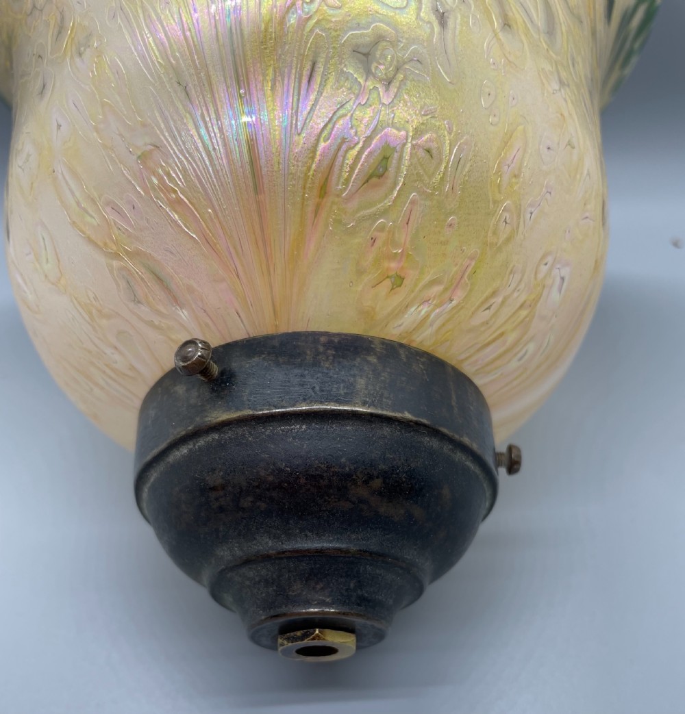 Art Nouveau iridescent glass pendant lampshade c1890 View XII