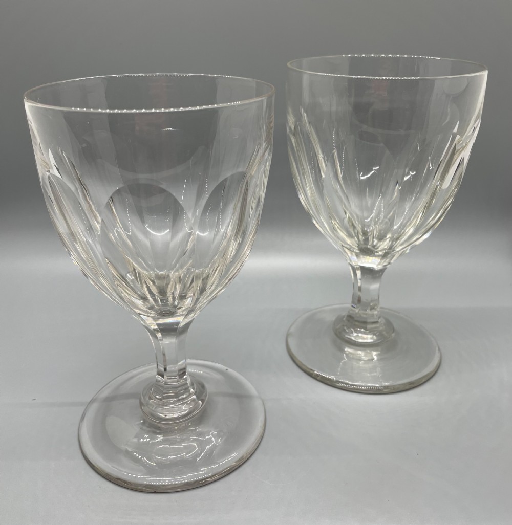 Pair of mid 19thc lead crystal rummers wine glasses c1860 View II