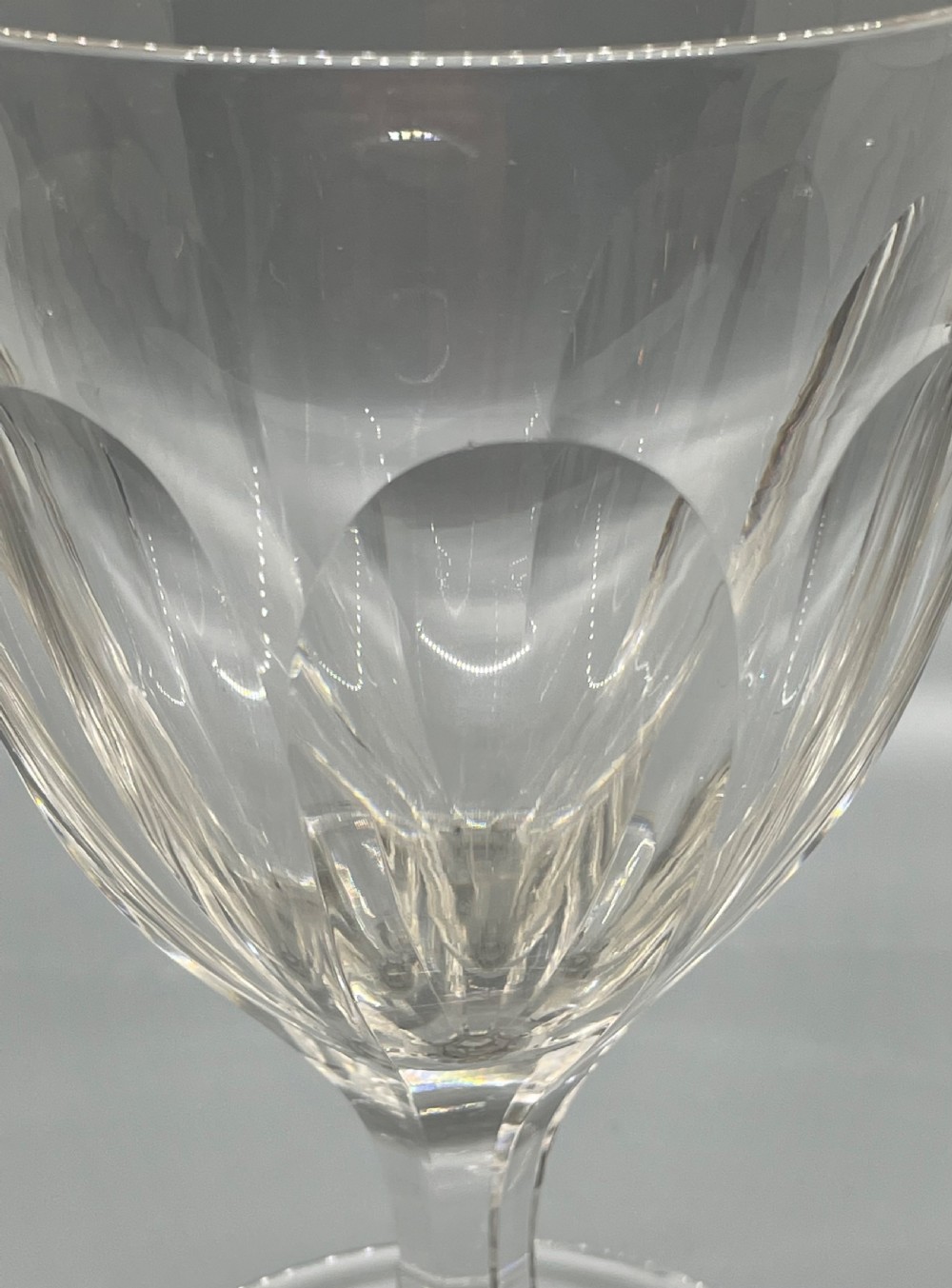 Pair of mid 19thc lead crystal rummers wine glasses c1860 View V
