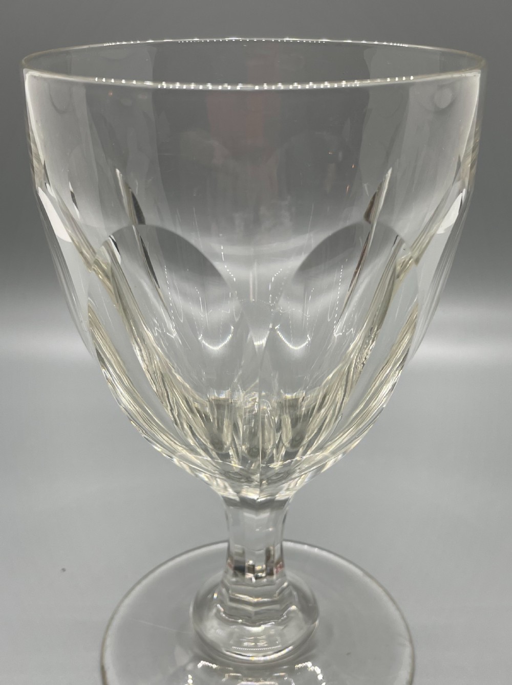 Pair of mid 19thc lead crystal rummers wine glasses c1860 View VIII