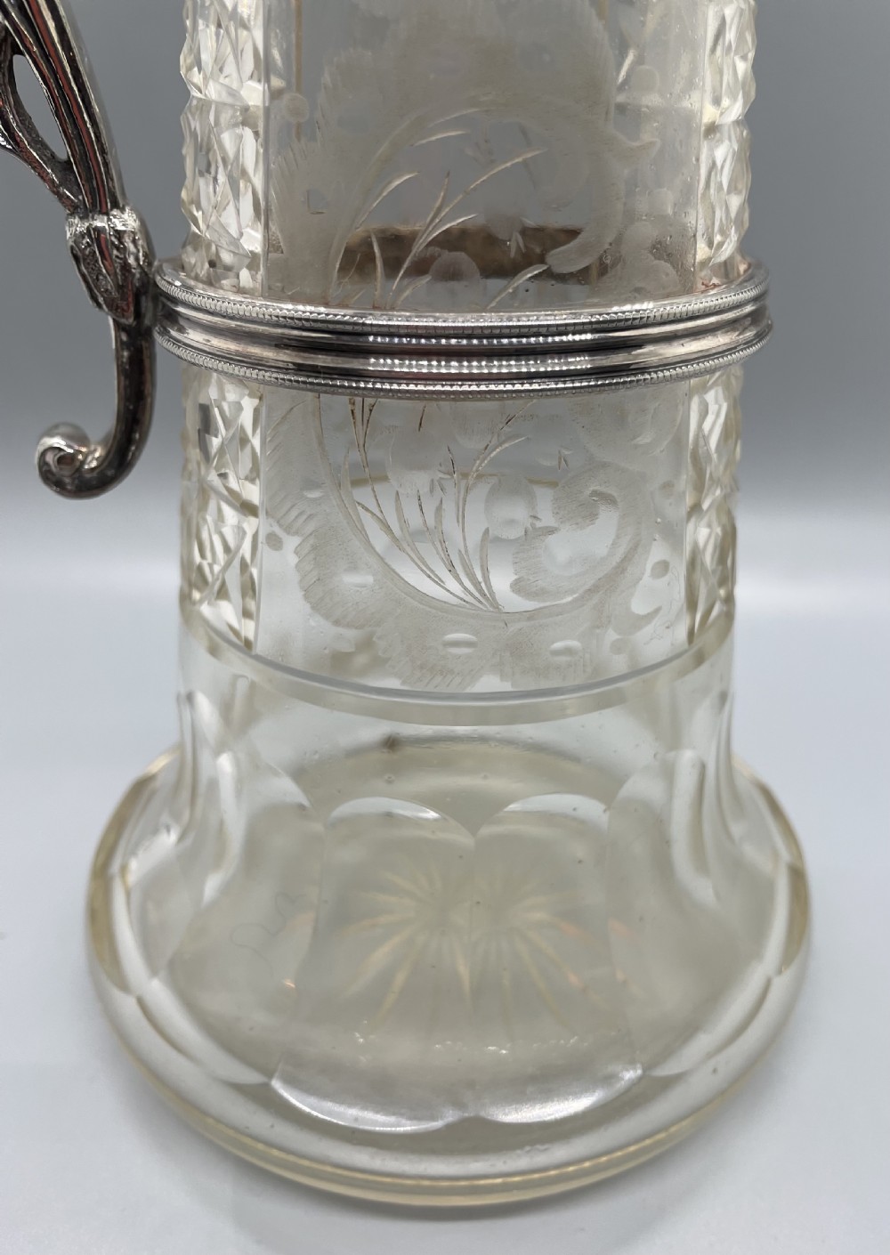 Victorian silver plate cut and engraved claret jug c1880 View XII