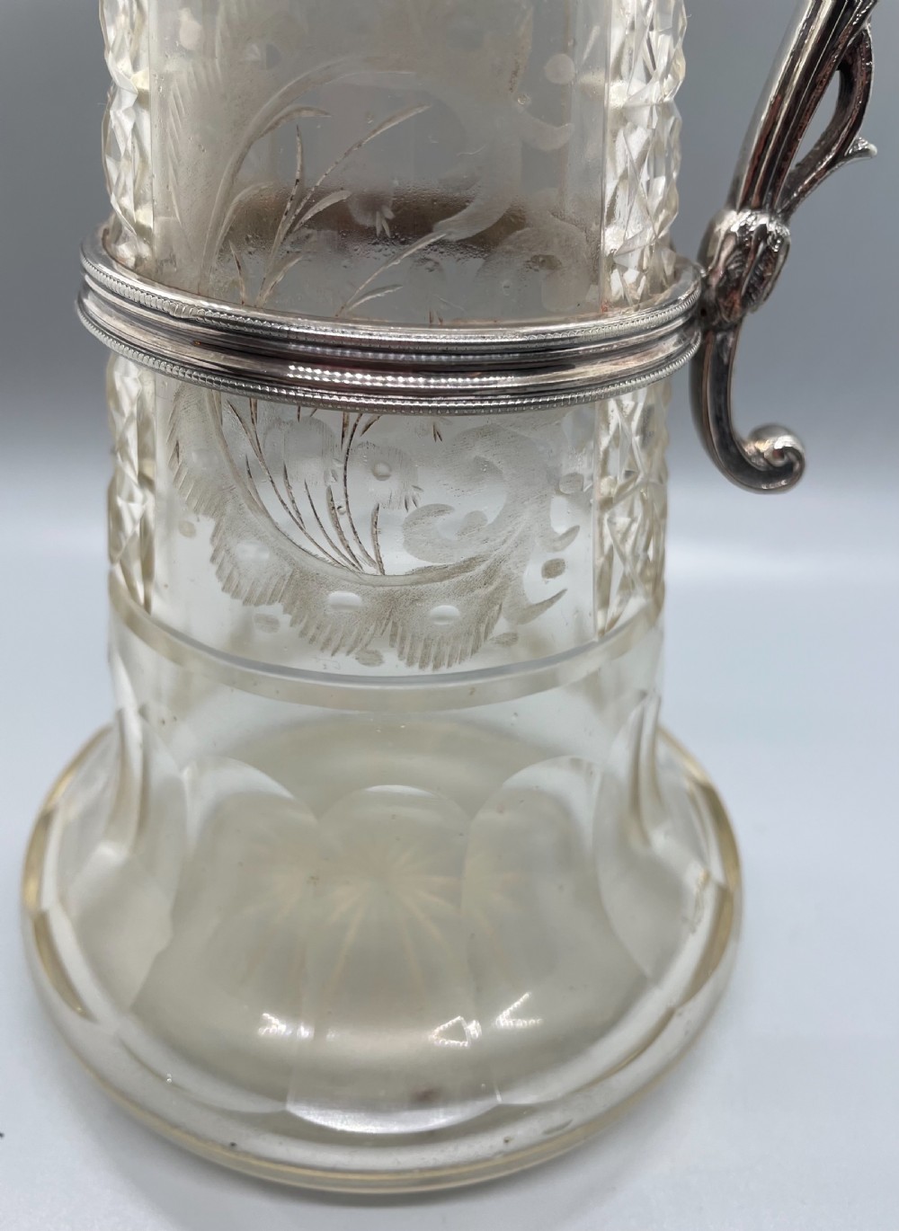 Victorian silver plate cut and engraved claret jug c1880 View XVII