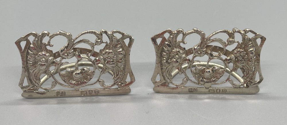 Pair Victorian silver menu holders London 1890