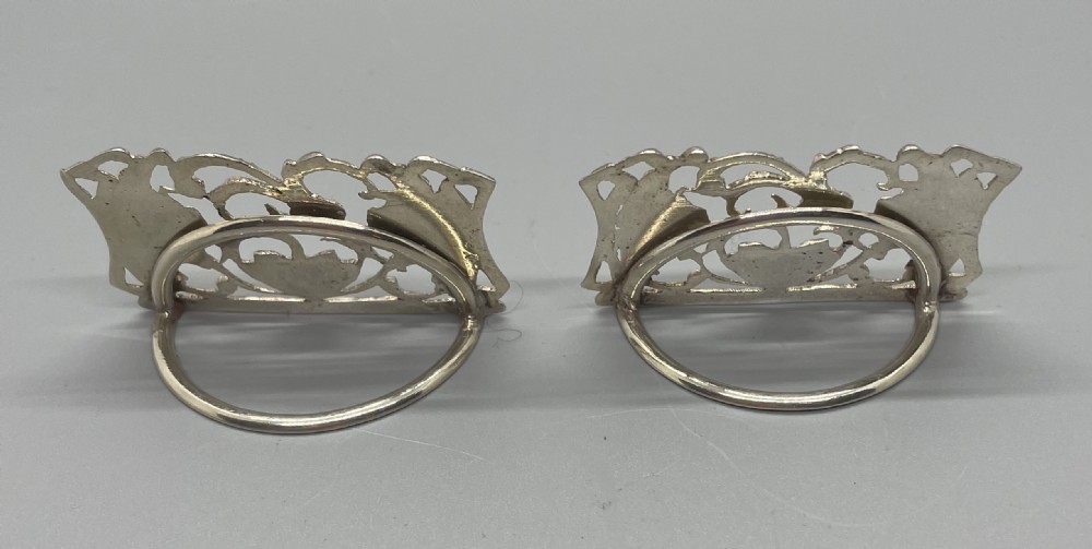 Pair Victorian silver menu holders London 1890 View III