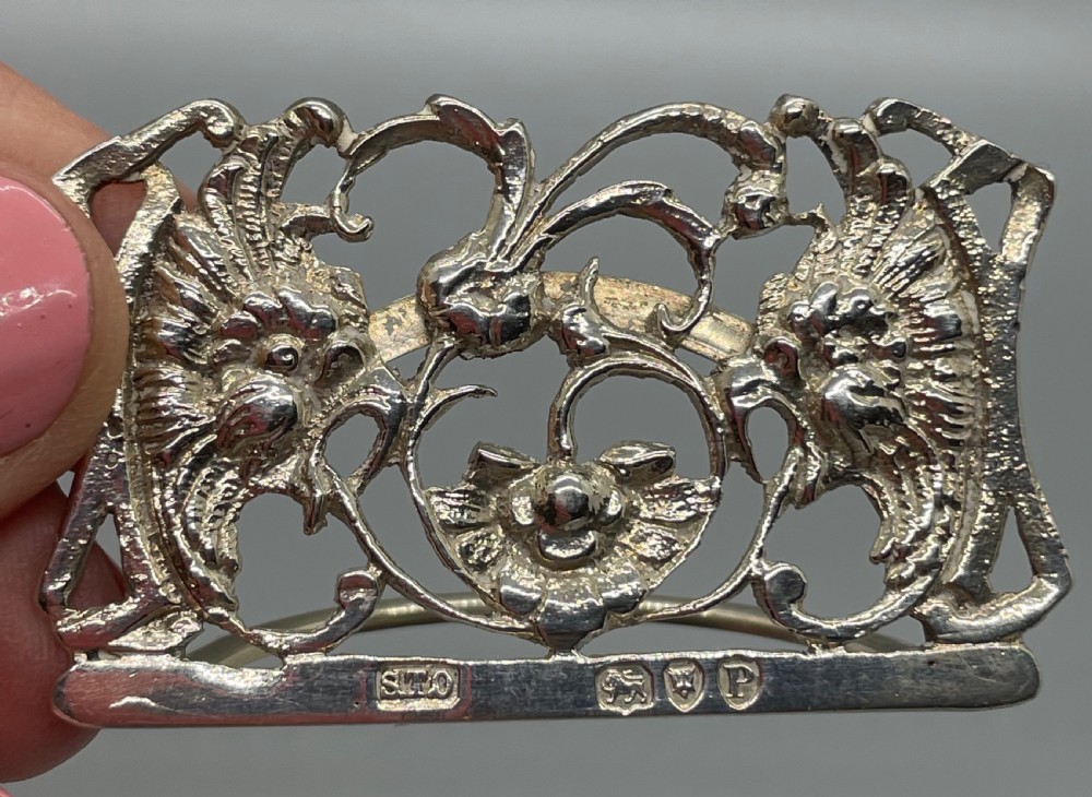 Pair Victorian silver menu holders London 1890 View IX