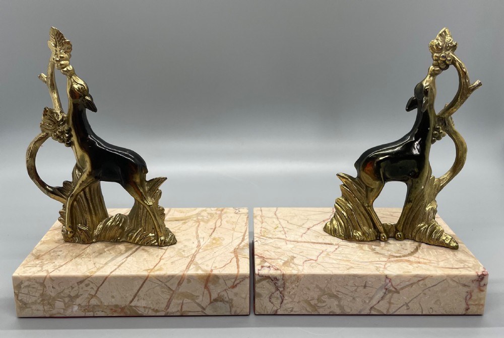  Deco era French bronzed deer bookends c1930 View III