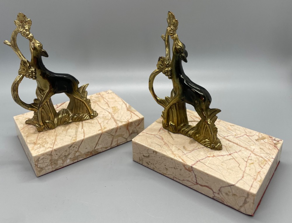  Deco era French bronzed deer bookends c1930 View IV