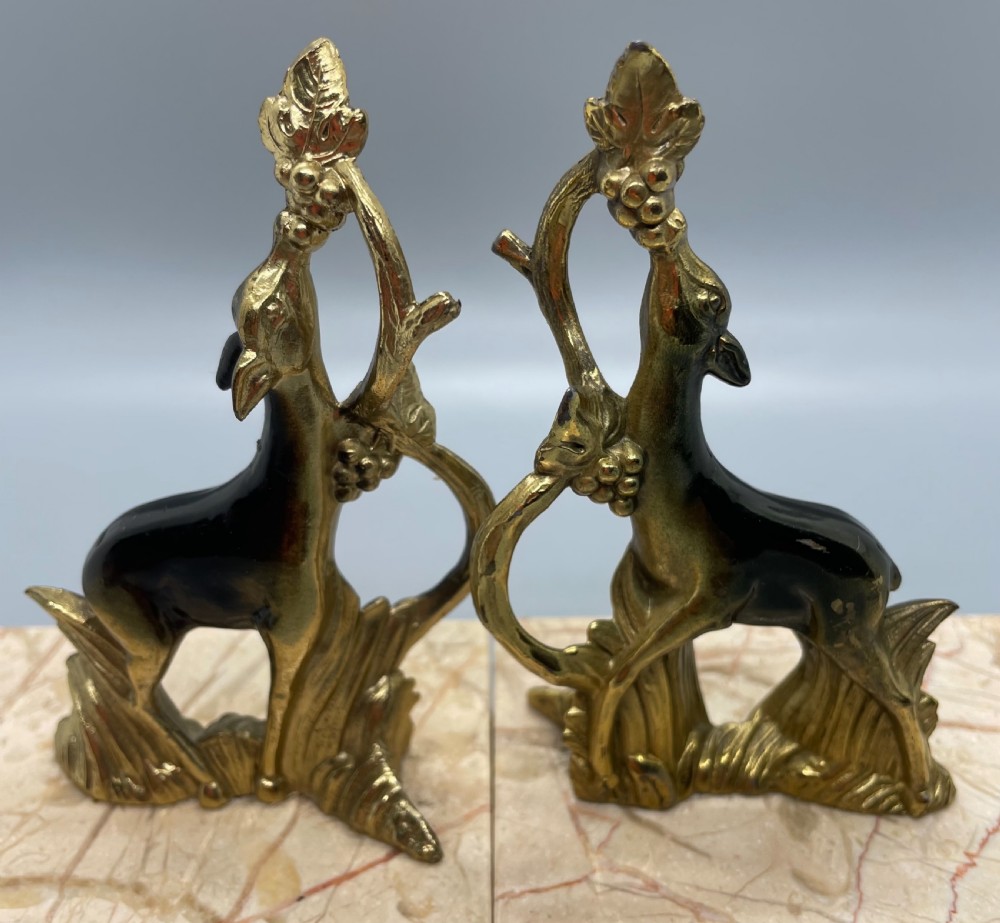 Deco era French bronzed deer bookends c1930 View VI
