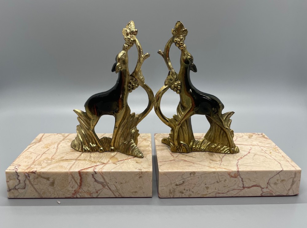  Deco era French bronzed deer bookends c1930 View VIII