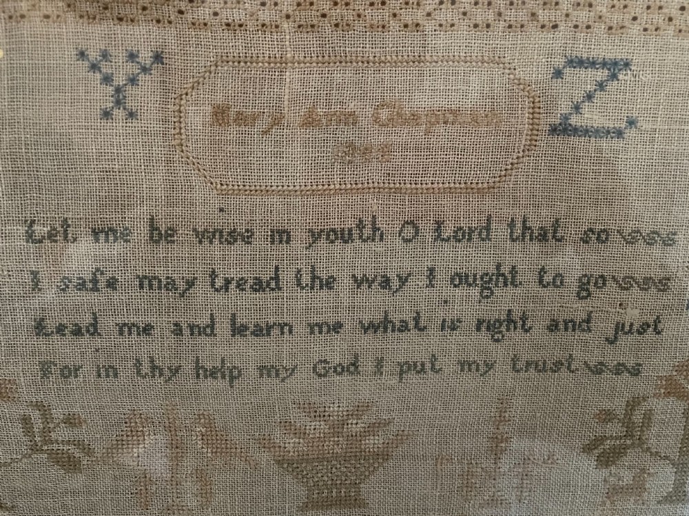 Early 19thc sampler by Mary Ann Chapman c1820 View VIII