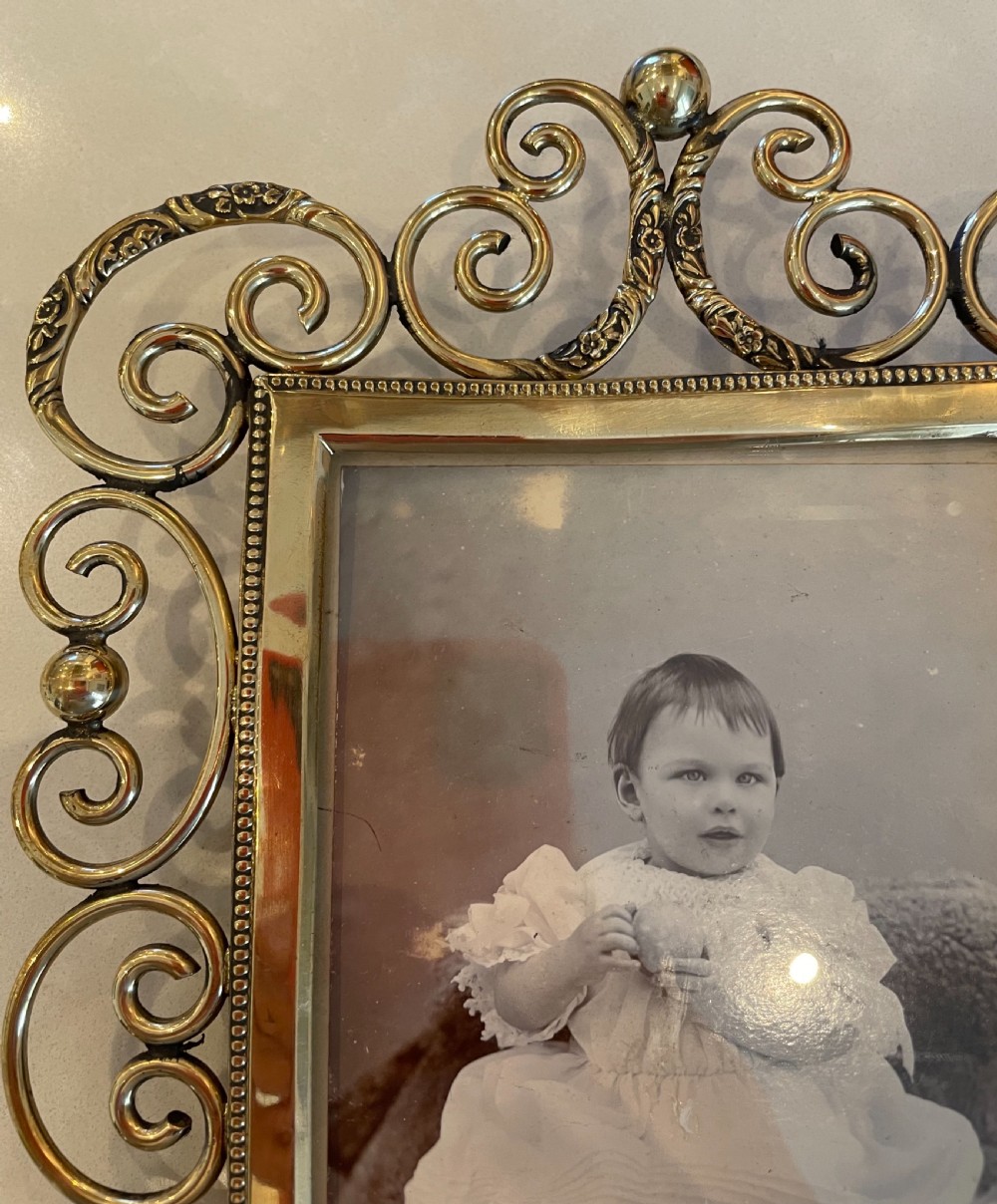 Victorian ornate brass ring photo frame c1880 View III