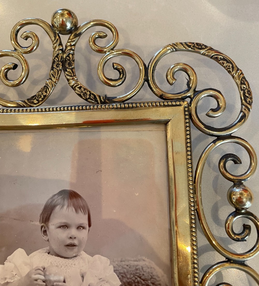 Victorian ornate brass ring photo frame c1880 View IV