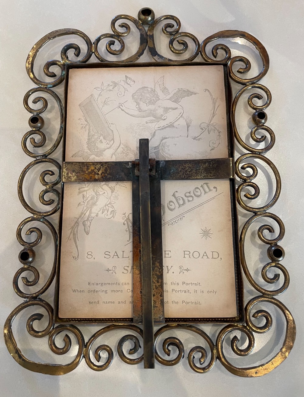 Victorian ornate brass ring photo frame c1880 View VII