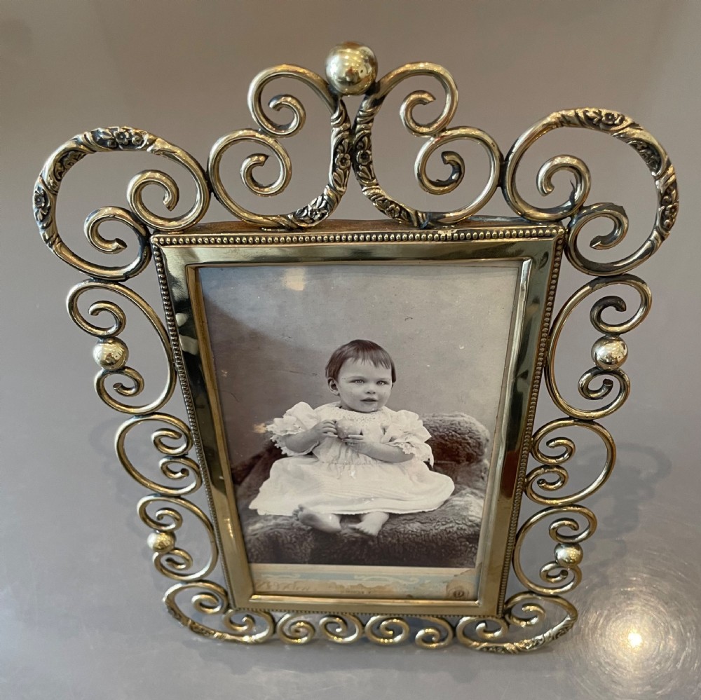Victorian ornate brass ring photo frame c1880 View X