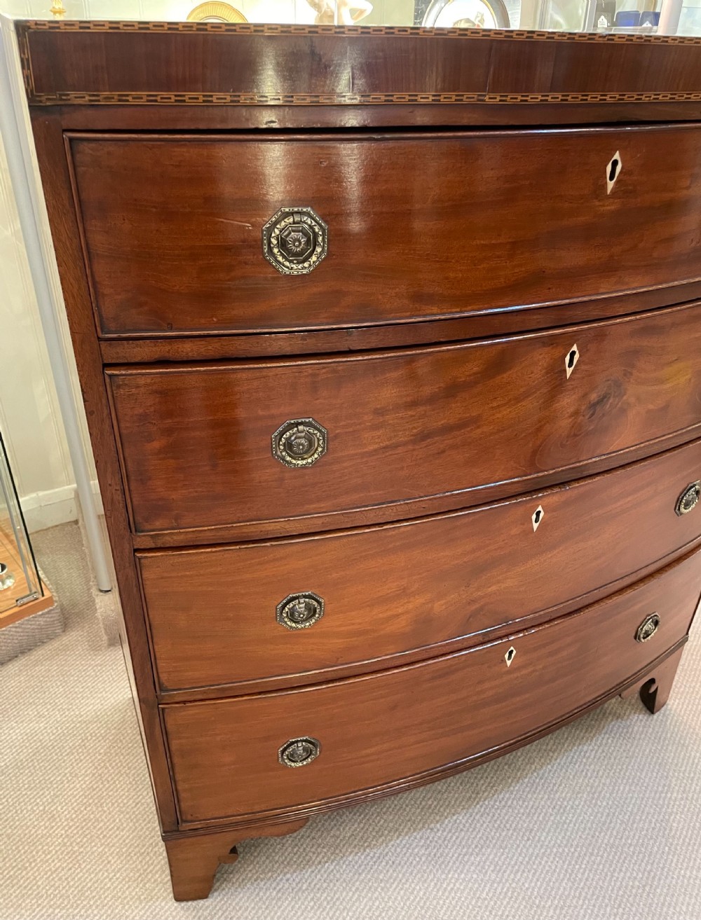 Early 19thc mahogany bow front four drawer chest c1820 View II
