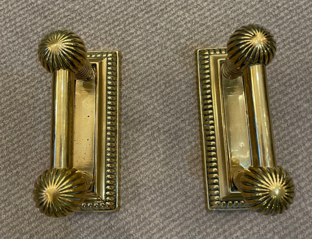 Pair early 19thc brass andirons fire dogs c1820 View III