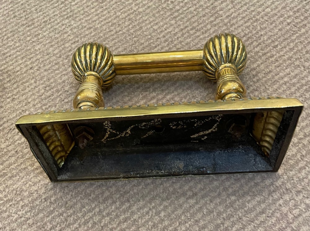 Pair early 19thc brass andirons fire dogs c1820 View VI