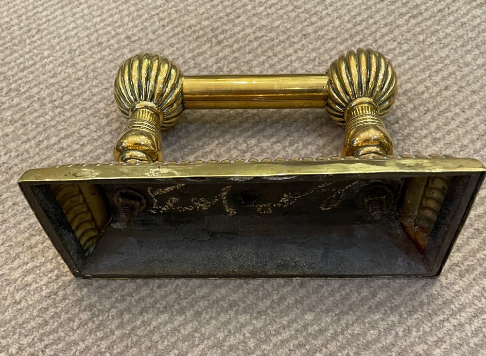Pair early 19thc brass andirons fire dogs c1820 View VII