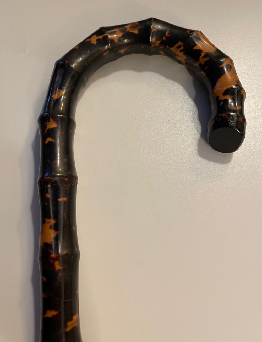 Early 20thc tortoiseshell bamboo style cane walking stick c1920