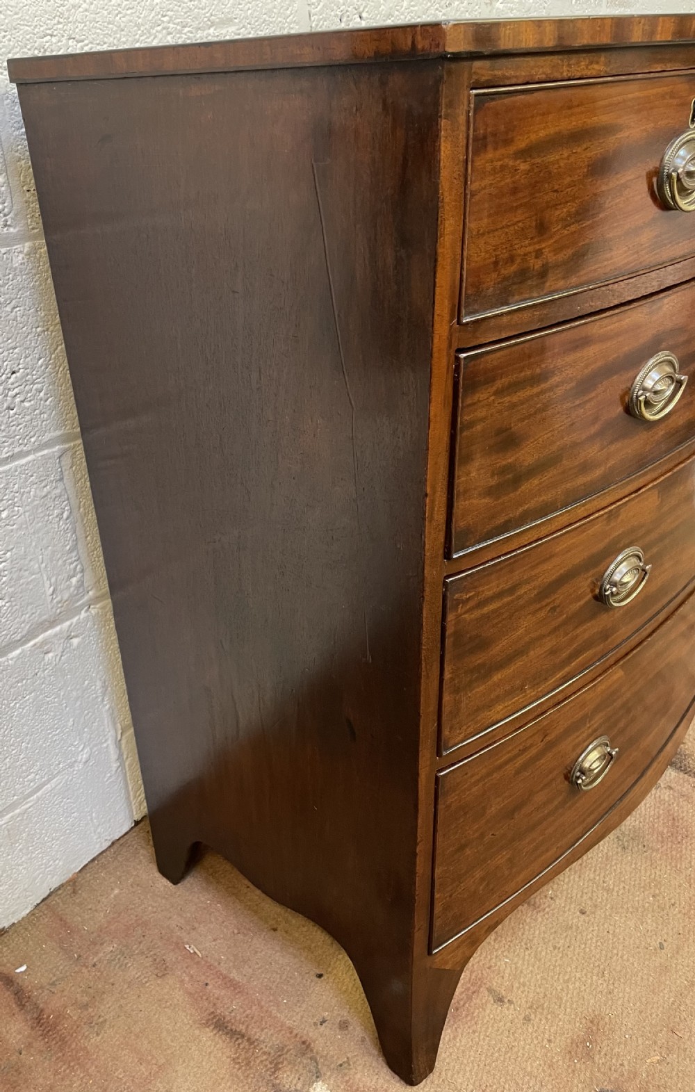 Georgian mahogany bowfront chest of drawers c1820 View III