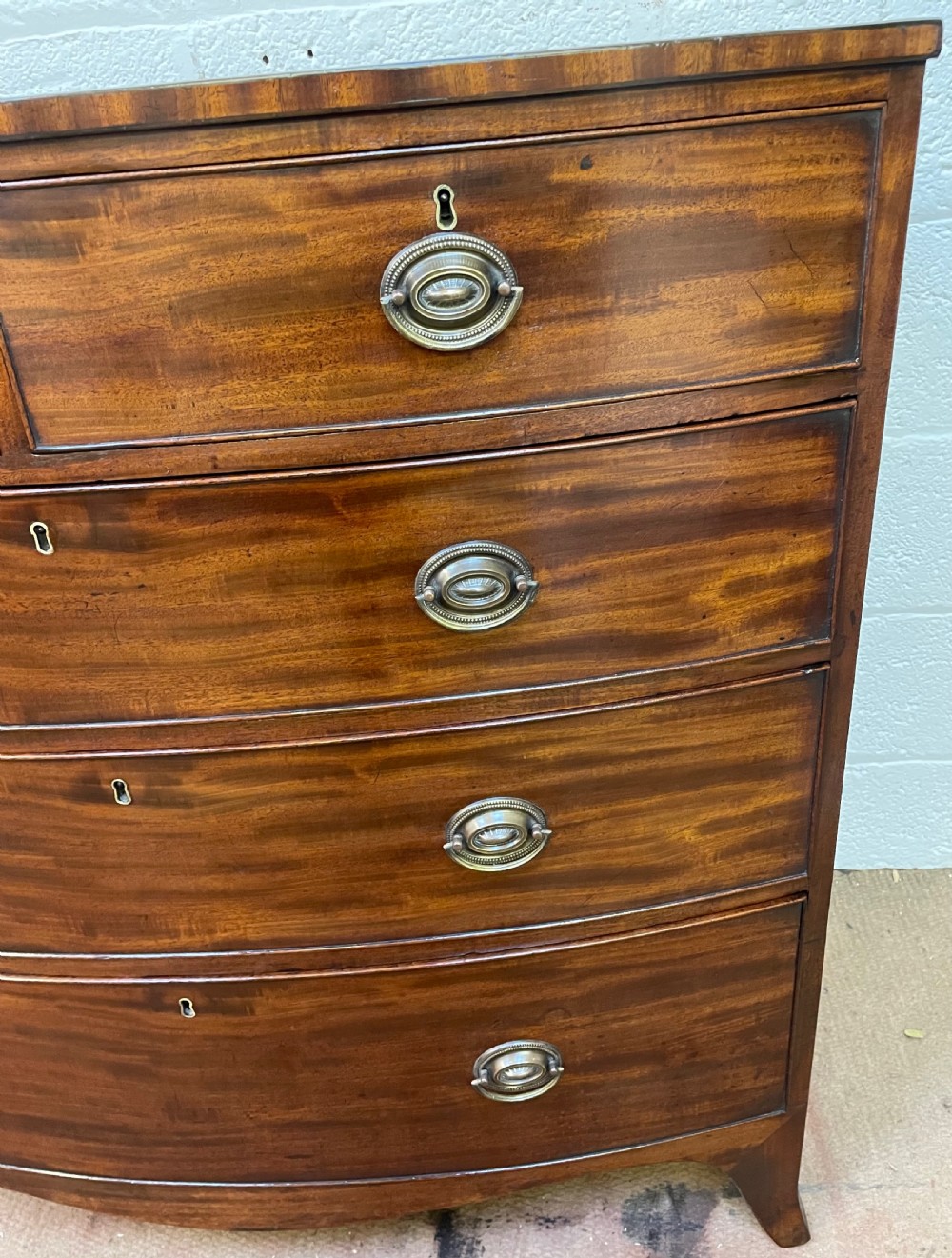 Georgian mahogany bowfront chest of drawers c1820 View VII