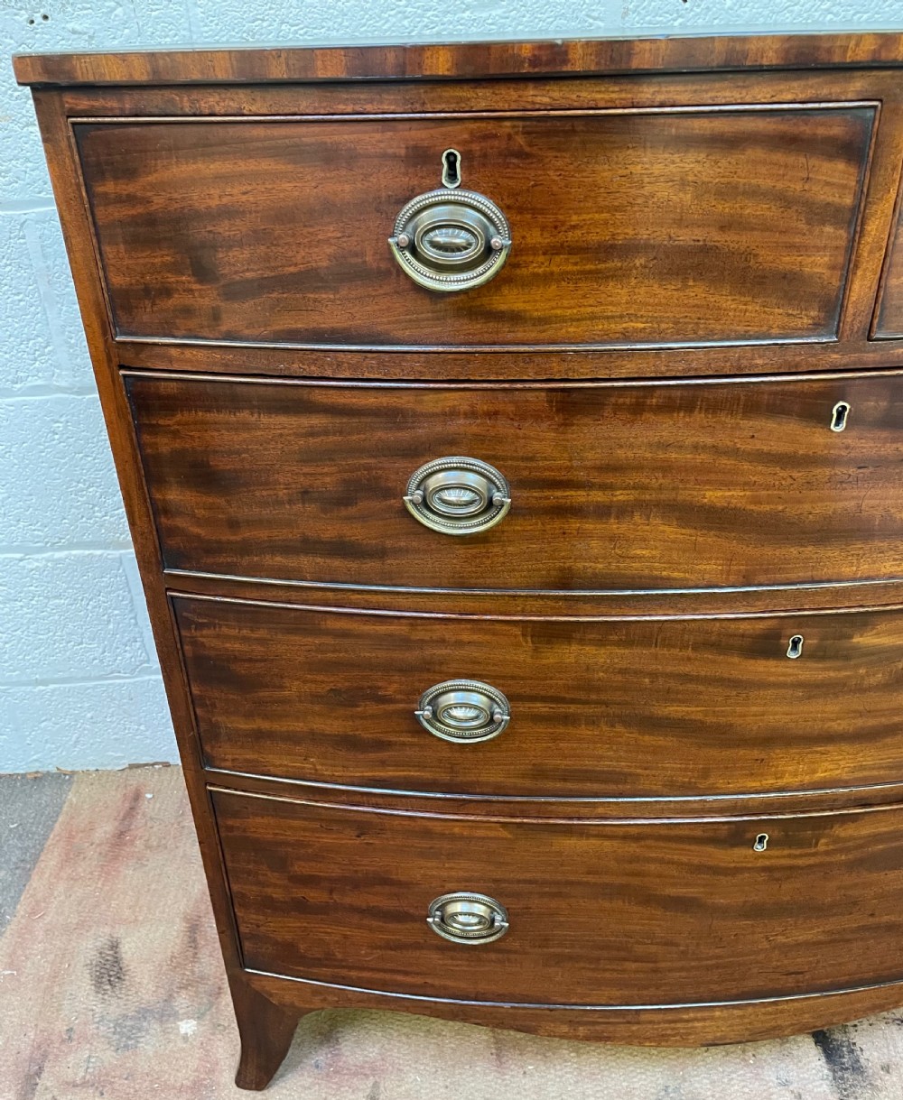 Georgian mahogany bowfront chest of drawers c1820 View VIII