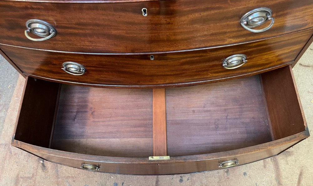 Georgian mahogany bowfront chest of drawers c1820 View XII