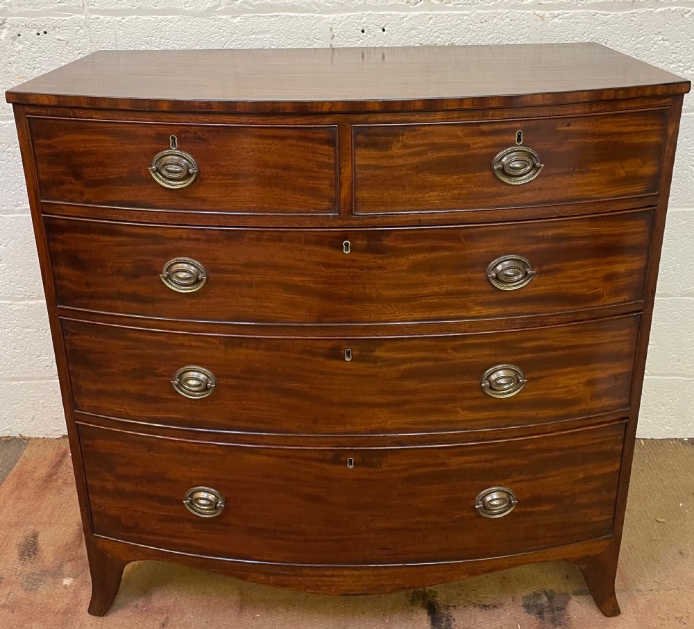 Georgian mahogany bowfront chest of drawers c1820 View XV