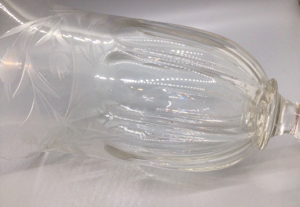 Early Victorian engraved cut lead crystal celery vase c1850 View III