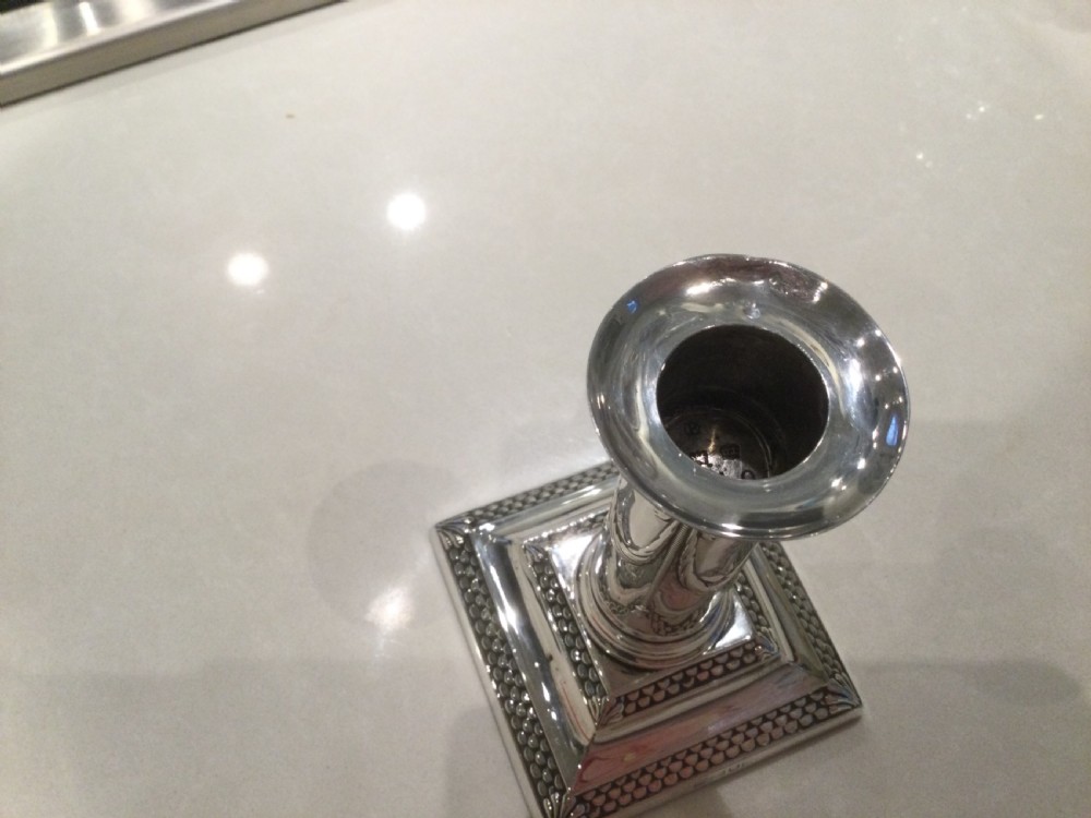 Late Victorian pair silver candlesticks London 1899 THOMAS BRADBURY & SONS View XI