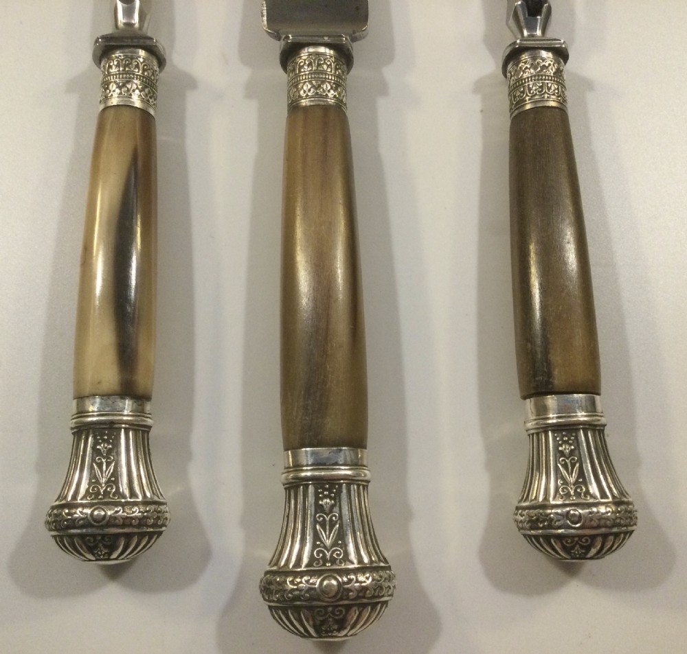 Late 19thC boxed 3 piece carving set c1870 View IV