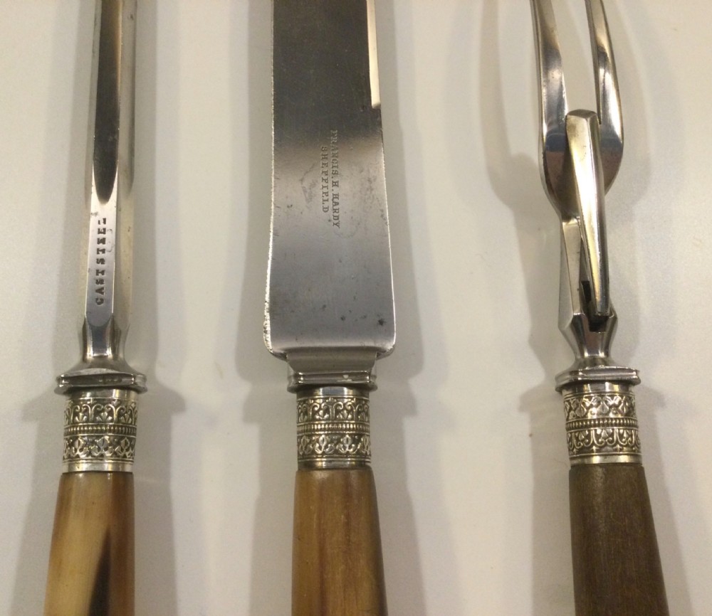 Late 19thC boxed 3 piece carving set c1870 View V