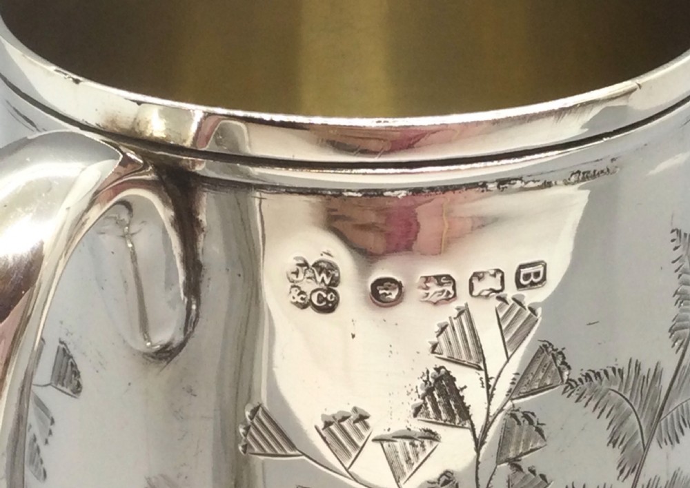 Victorian silver christening mug tankard Exeter 1878 JOSIAH WILLIAMS & SONS View X