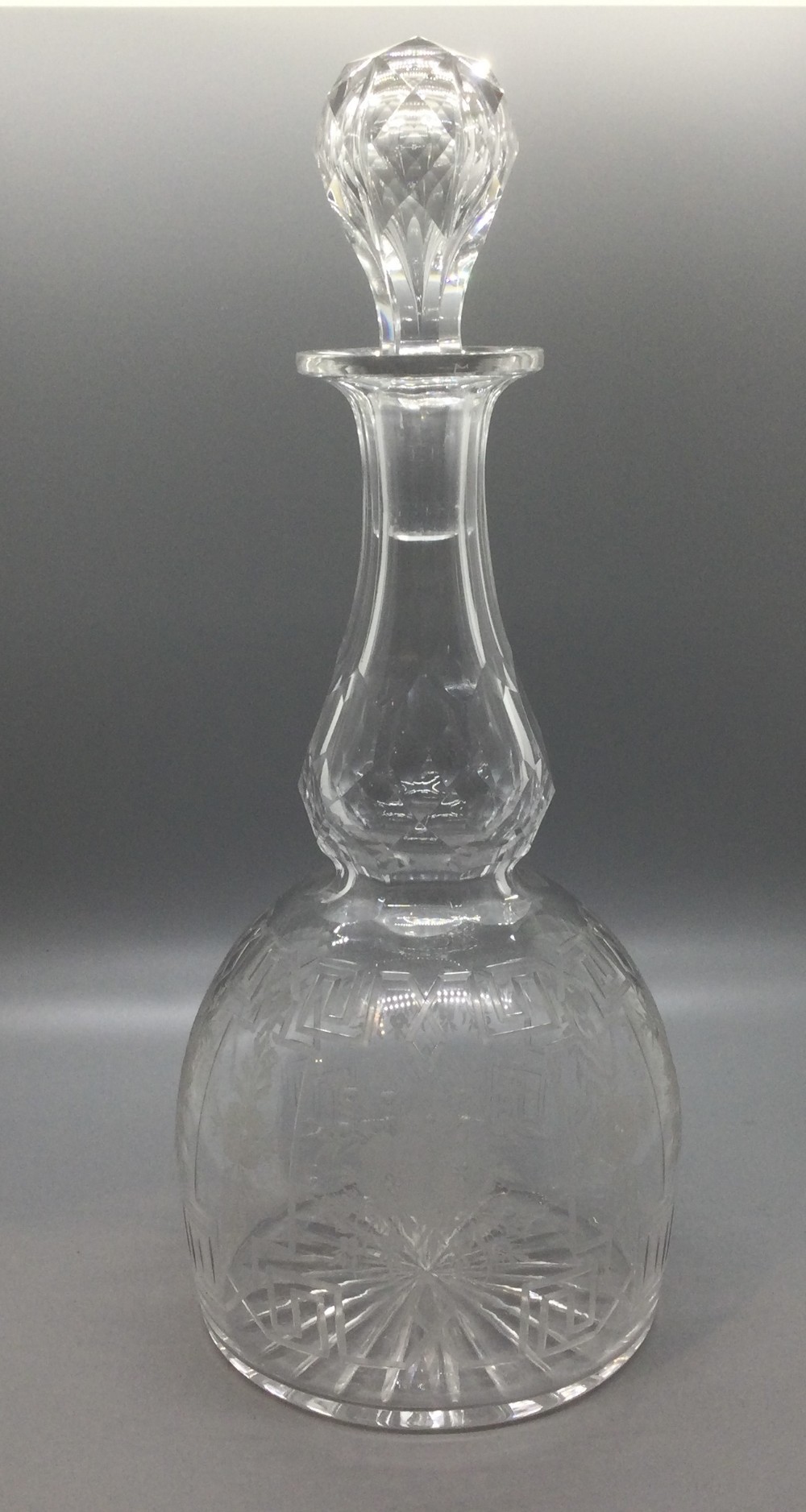 Early Victorian crystal engraved decanter c1850