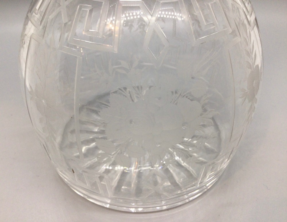 Early Victorian crystal engraved decanter c1850 View IV