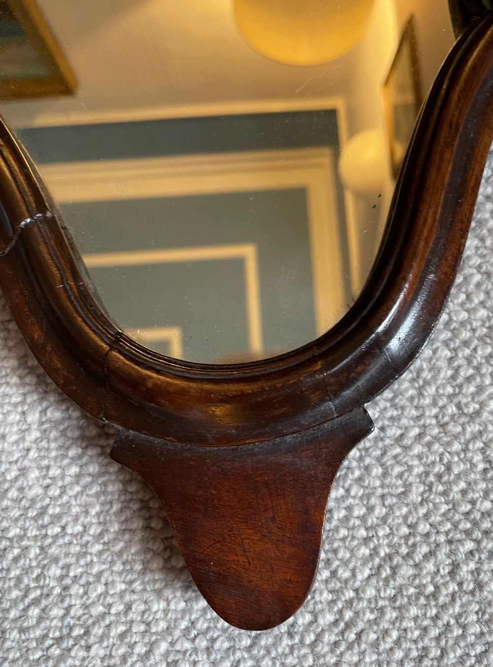 Georgian walnut frame mirror c1760 View II
