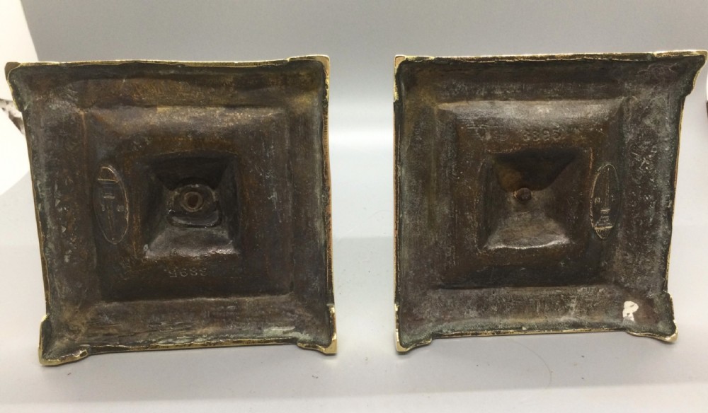 Pair mid 19thC brass ornate candlesticks c1850 View V