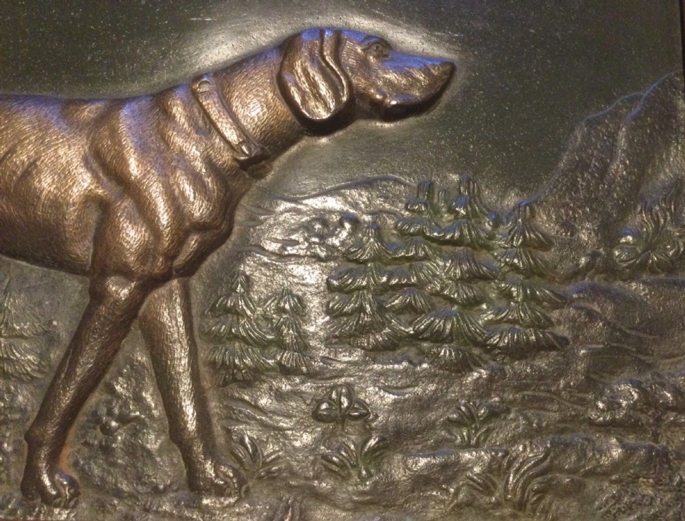 Late 19thC oak framed bronze plaque of a pointer or hunting dog c1880 View V