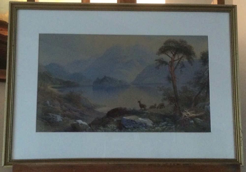 Thomas Charles Leeson Rowbotham 19thC watercolour Scottish lakeside scene 