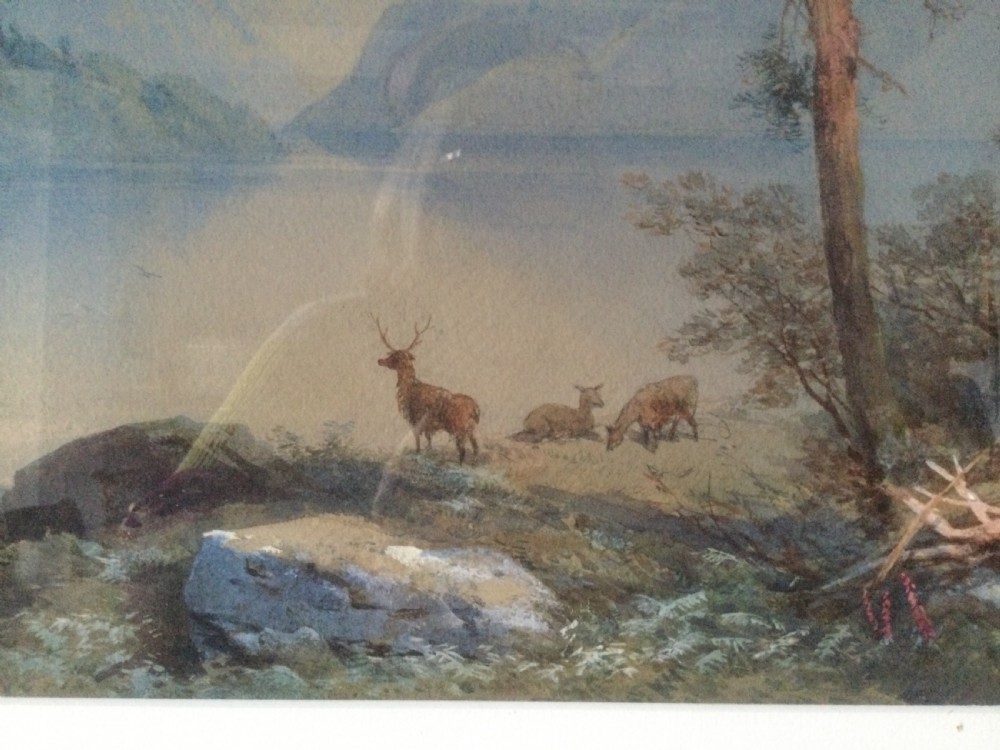 Thomas Charles Leeson Rowbotham 19thC watercolour Scottish lakeside scene  View II