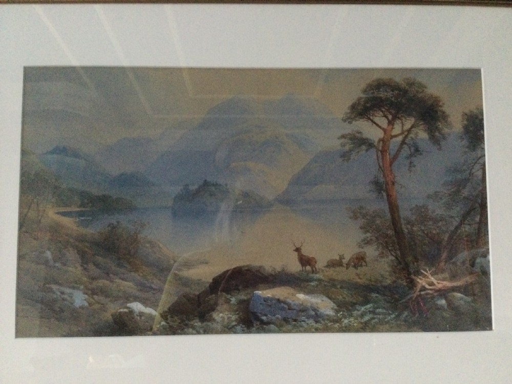 Thomas Charles Leeson Rowbotham 19thC watercolour Scottish lakeside scene  View IV