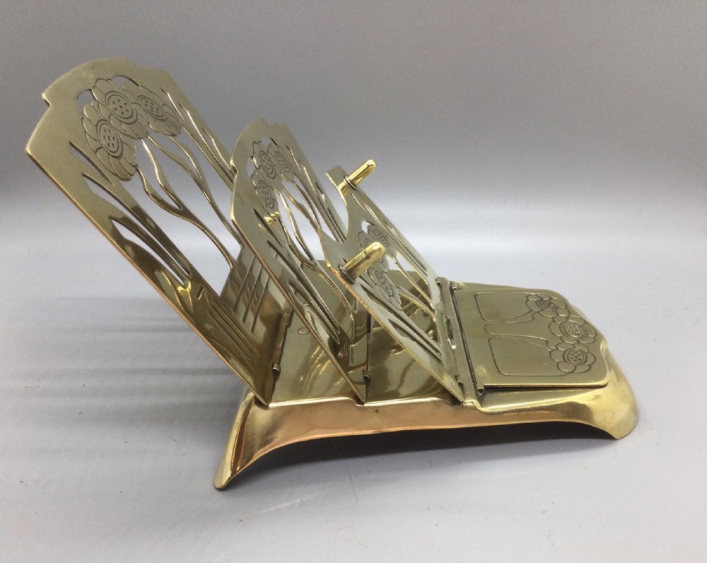 Late 19thC Art Nouveau brass folding paper rack and stamp box c1880 View II