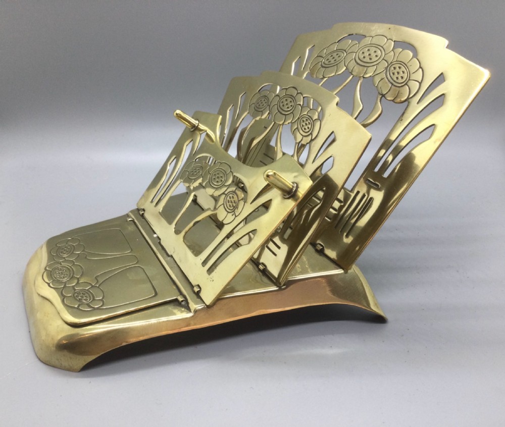 Late 19thC Art Nouveau brass folding paper rack and stamp box c1880 View VI