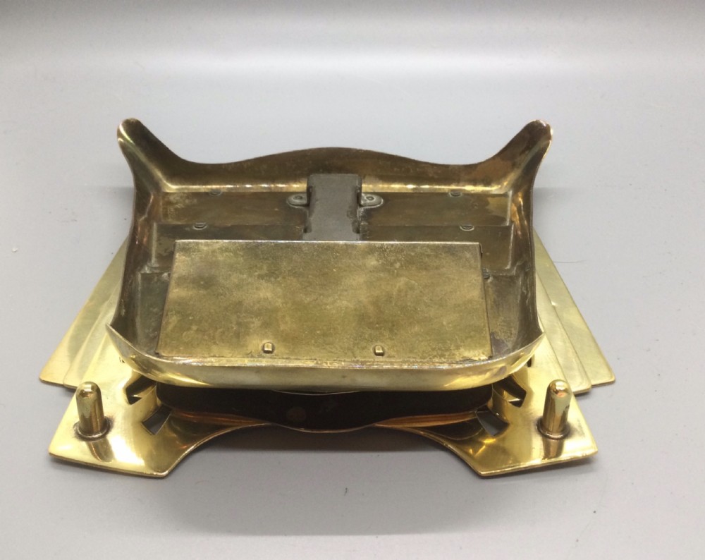 Late 19thC Art Nouveau brass folding paper rack and stamp box c1880 View X